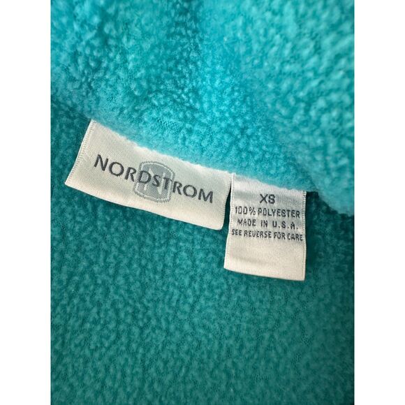90s Vintage Nordstrom Teal Oversized Fleece Pullover 3/4 Zip Sweatshirt size XS - Picture 3 of 7